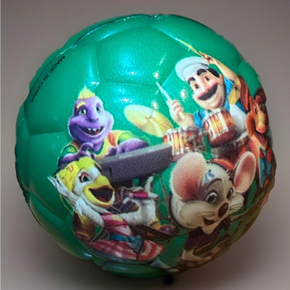 Chuck E. Cheese 2.25" Toy Foam Ball Ribbed Green Double Sided